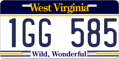 WV license plate 1GG585