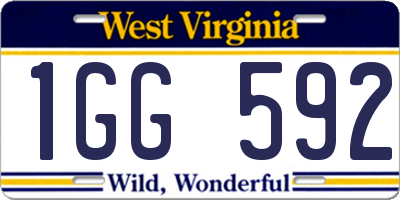 WV license plate 1GG592