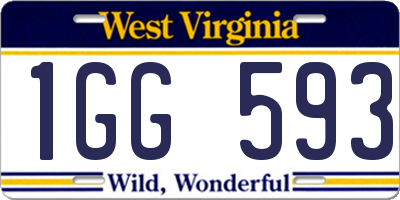 WV license plate 1GG593