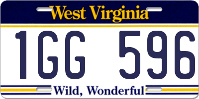 WV license plate 1GG596
