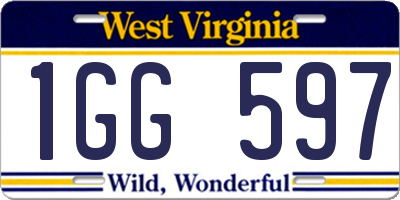 WV license plate 1GG597