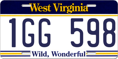 WV license plate 1GG598