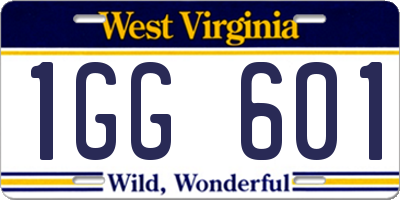 WV license plate 1GG601