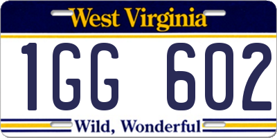 WV license plate 1GG602