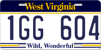 WV license plate 1GG604