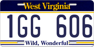 WV license plate 1GG606