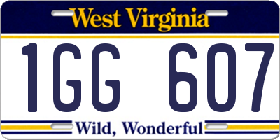 WV license plate 1GG607
