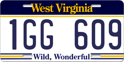 WV license plate 1GG609