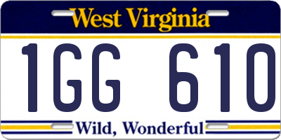 WV license plate 1GG610