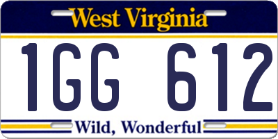 WV license plate 1GG612