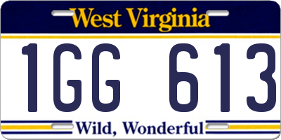 WV license plate 1GG613