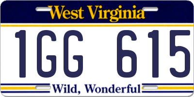 WV license plate 1GG615