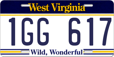 WV license plate 1GG617