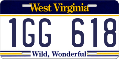 WV license plate 1GG618