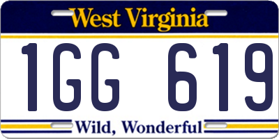 WV license plate 1GG619