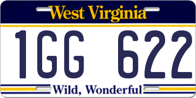 WV license plate 1GG622