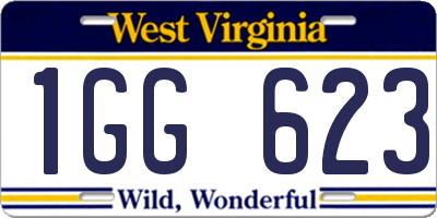 WV license plate 1GG623