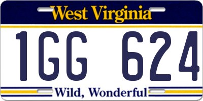 WV license plate 1GG624