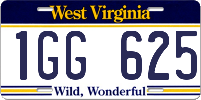 WV license plate 1GG625