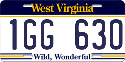 WV license plate 1GG630