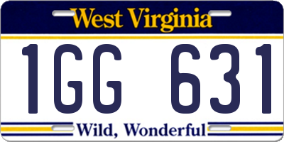 WV license plate 1GG631