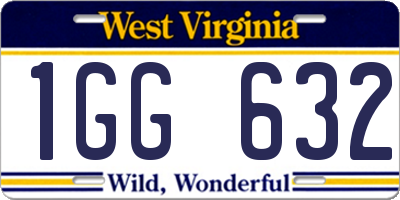 WV license plate 1GG632