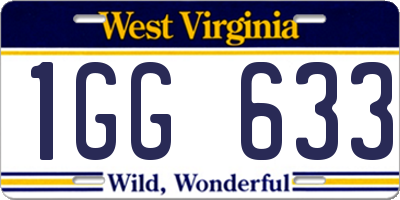 WV license plate 1GG633