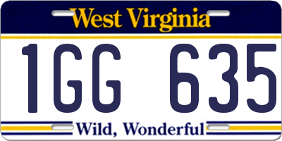 WV license plate 1GG635