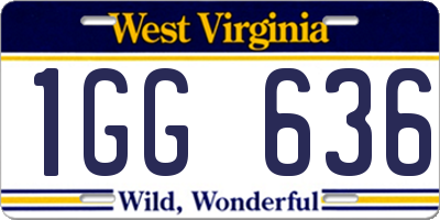 WV license plate 1GG636