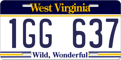 WV license plate 1GG637