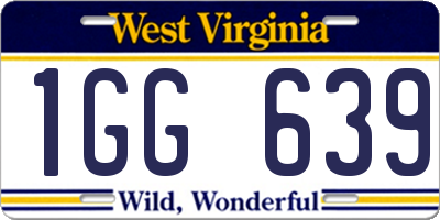 WV license plate 1GG639