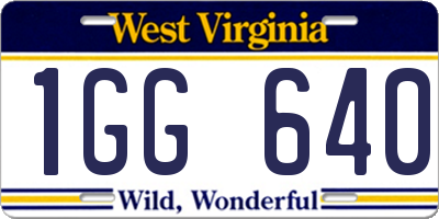 WV license plate 1GG640