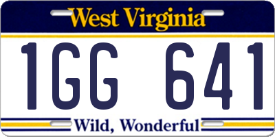 WV license plate 1GG641