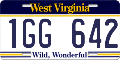 WV license plate 1GG642