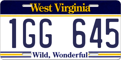 WV license plate 1GG645