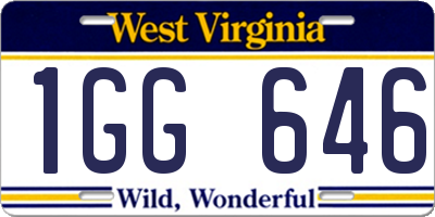 WV license plate 1GG646