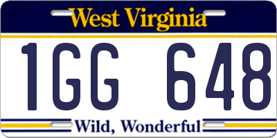 WV license plate 1GG648