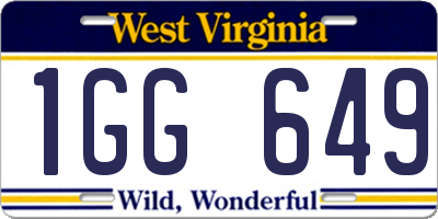WV license plate 1GG649