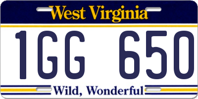 WV license plate 1GG650
