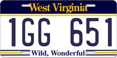 WV license plate 1GG651