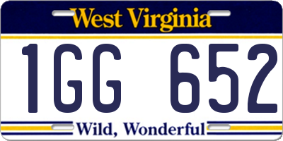 WV license plate 1GG652