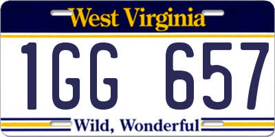 WV license plate 1GG657