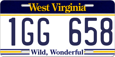 WV license plate 1GG658