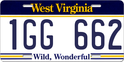 WV license plate 1GG662