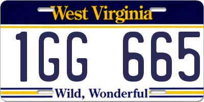 WV license plate 1GG665