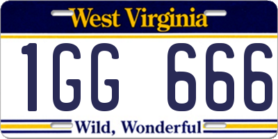 WV license plate 1GG666