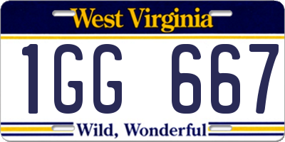 WV license plate 1GG667