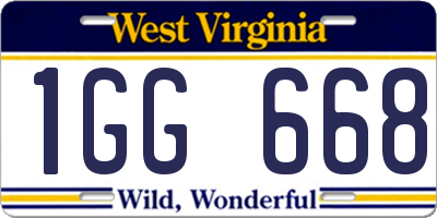WV license plate 1GG668