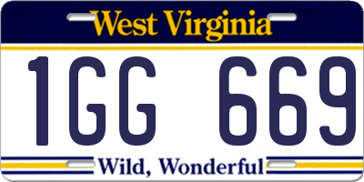 WV license plate 1GG669
