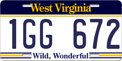 WV license plate 1GG672